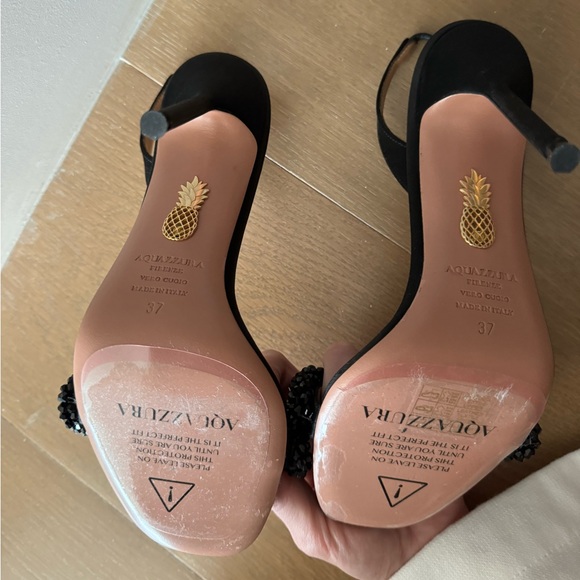 Never Worn- Aquazzura
Women's Black Chain Of Love 105mm Satin Sandals - Picture 2 of 8